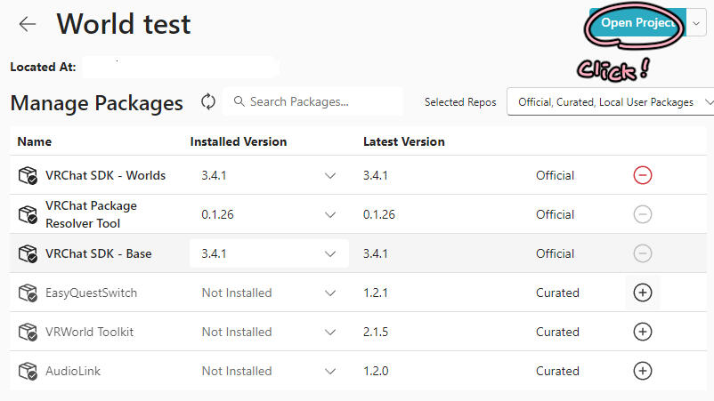 (2) Click &#39;Open Project&#39;